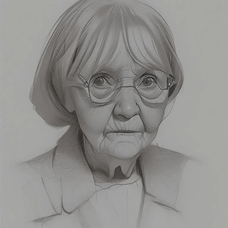 Drawing sketches A figure that embodies discretion in the form of an old woman