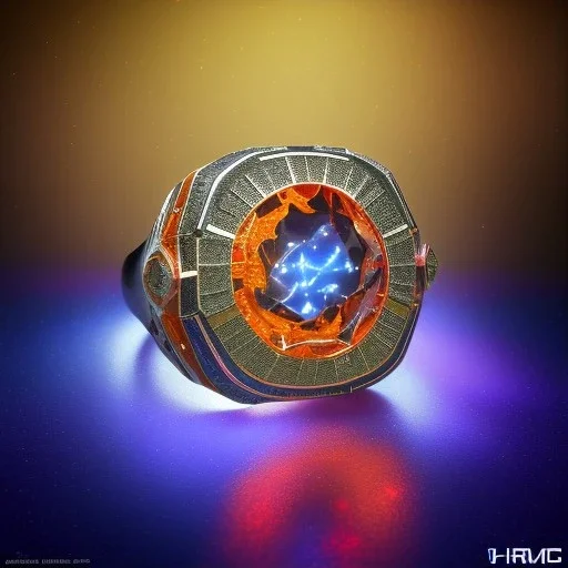 Ring made by wood roots and shreds of glass, orange diamonds sparkles, red rubi fragments around, blue lights reflexes, complex structure, gold details, intricate ring pattern, product studio shot, very detailed, dramatic light, studio light, 3/4 shot, octane render, 8k, 60° shot, humming bird, fantasy art, Unreal Engine 5, lens macro,sharp focus, realistic, hyper detailed, studio lighting, neon light ambient,