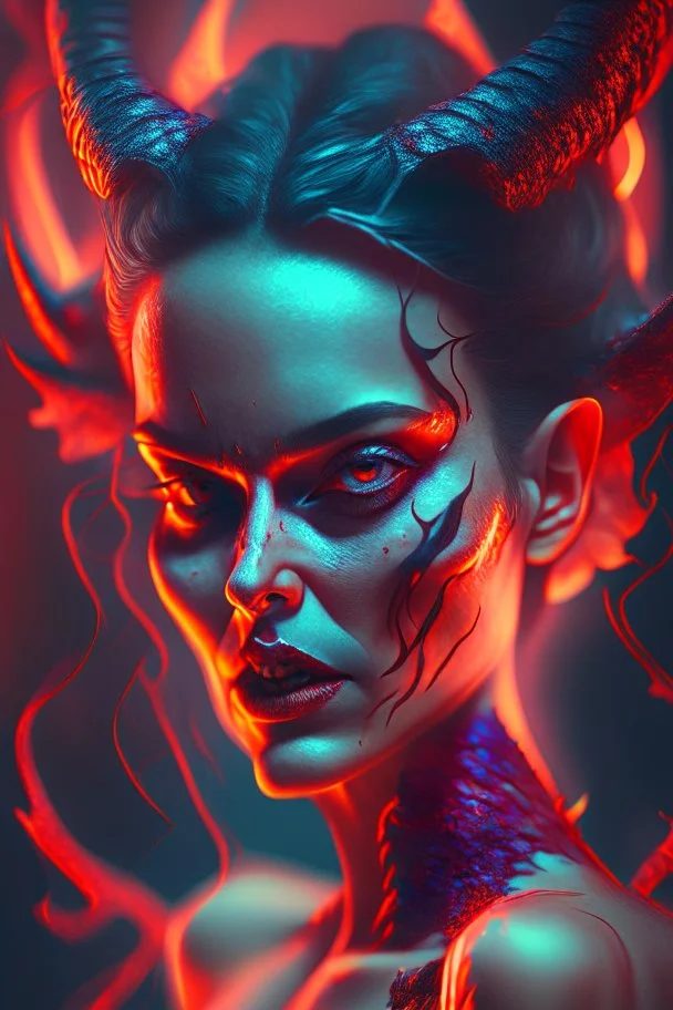 portrait of a woman dance with the devil, high delicate defined details, beautiful, atmospheric, matte, 3 d 8 k octane rendered, sharp focus, illustration, high detail, ultra realistic, highly saturated colors