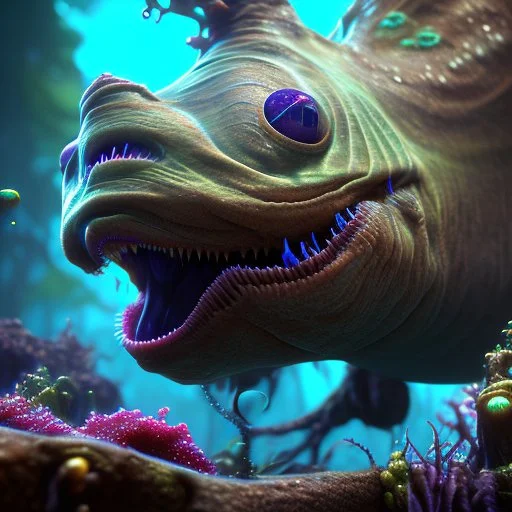 fluid ink angler fish creature, unreal engine 5, 8k resolution, photorealistic, ultra detailed