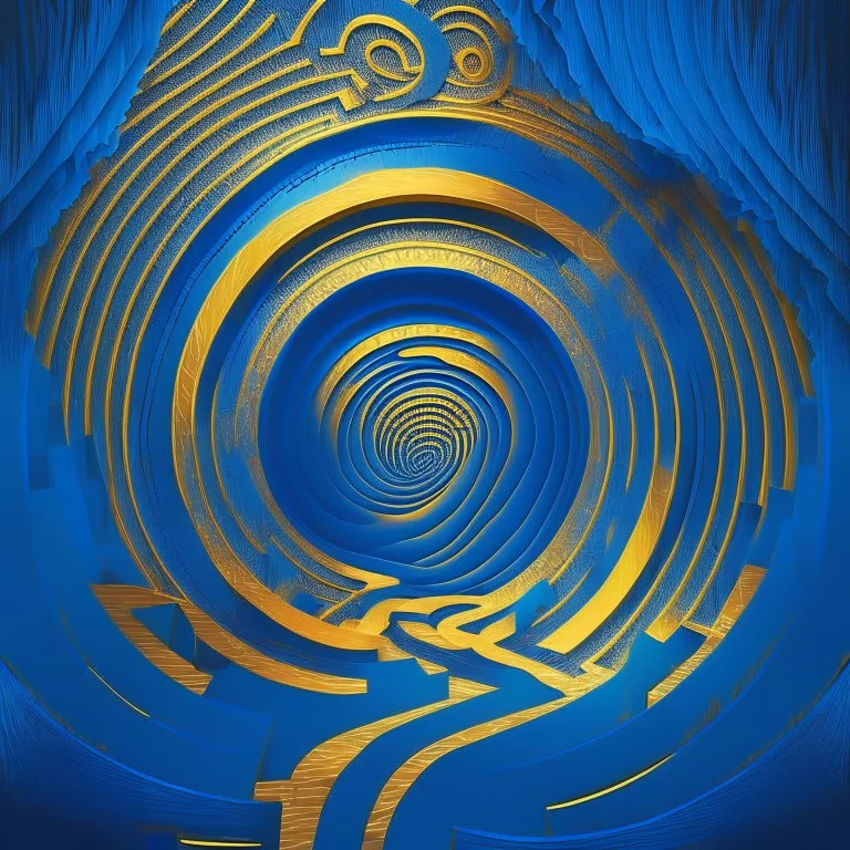 Generate a vibrant background with a gradient of deep blue transitioning to warm gold, symbolizing the journey from darkness to enlightenment within the labyrinth.