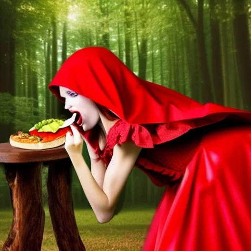flirty red riding hood hungrily slurping my gherkin