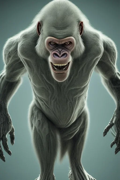 running ape, full body, 8k, with hairs, finely detailed, photo realistic, HR Giger style