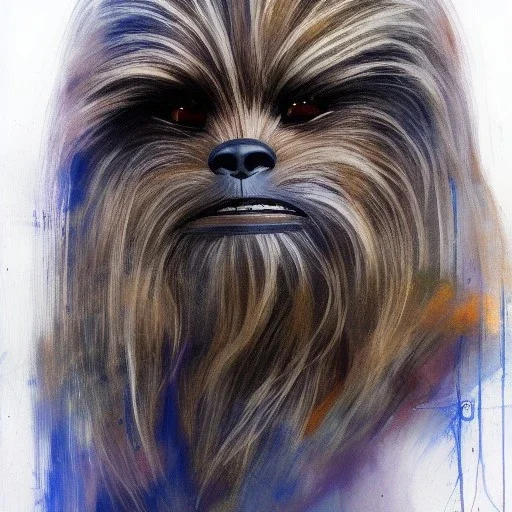 photorealistic and intricate portrait of chewbacca in star wars by Agnes Cecile, soft natural colors, hyperdetailed, 32K, oil on canvas,