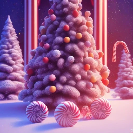 Kodak portra 4 0 0, candy cane,bokeh, utra realistic, ultra detailed 3d renderer, masterpiece, sharp focus,volumetric lighting, ultra photoreal, lens macro,hypermaximalist, unreal engine, UHD, 64k