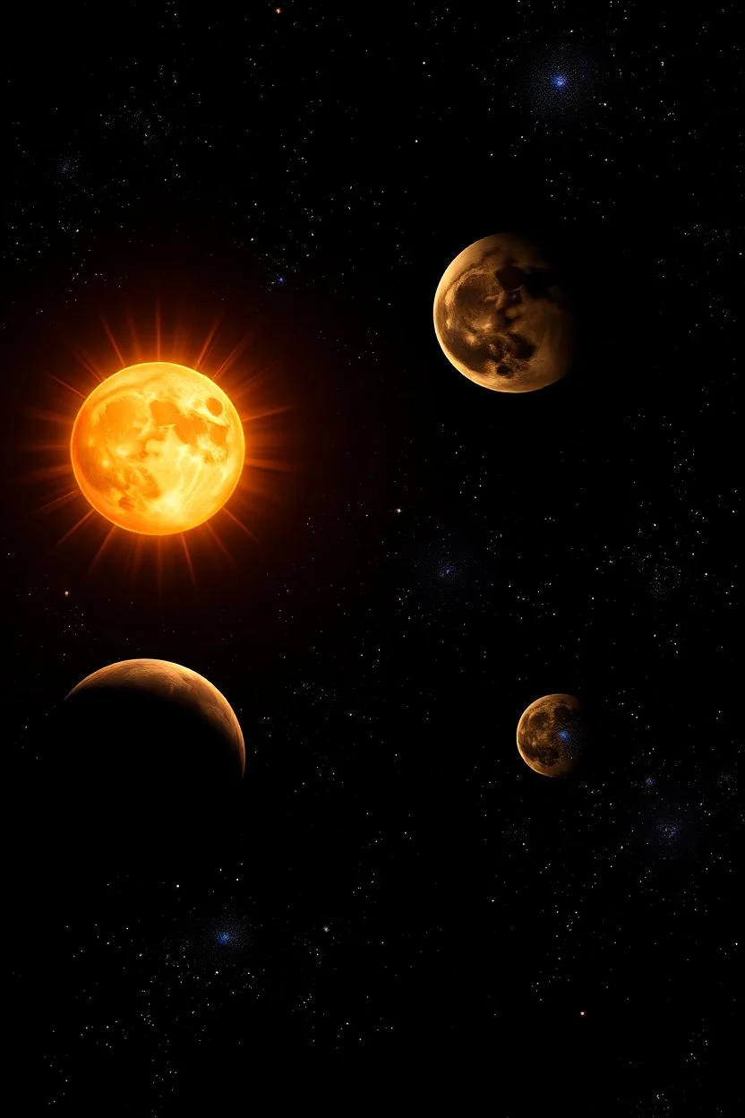 The sun and the moon and the planets with stars
