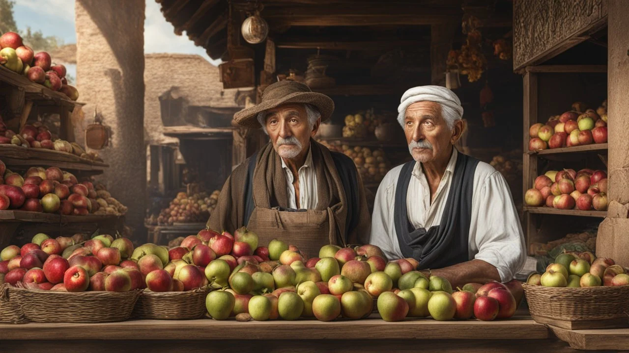 elderly male market trader selling apples, showing his head and upper body, perfect eyes, perfect anatomy, exquisite composition, beautiful detailed intricate detailed octane render, 8k artistic photography, photorealistic, soft natural volumetric cinematic perfect light, chiaroscuro, award-winning photograph, masterpiece, raphael, caravaggio, bouguereau