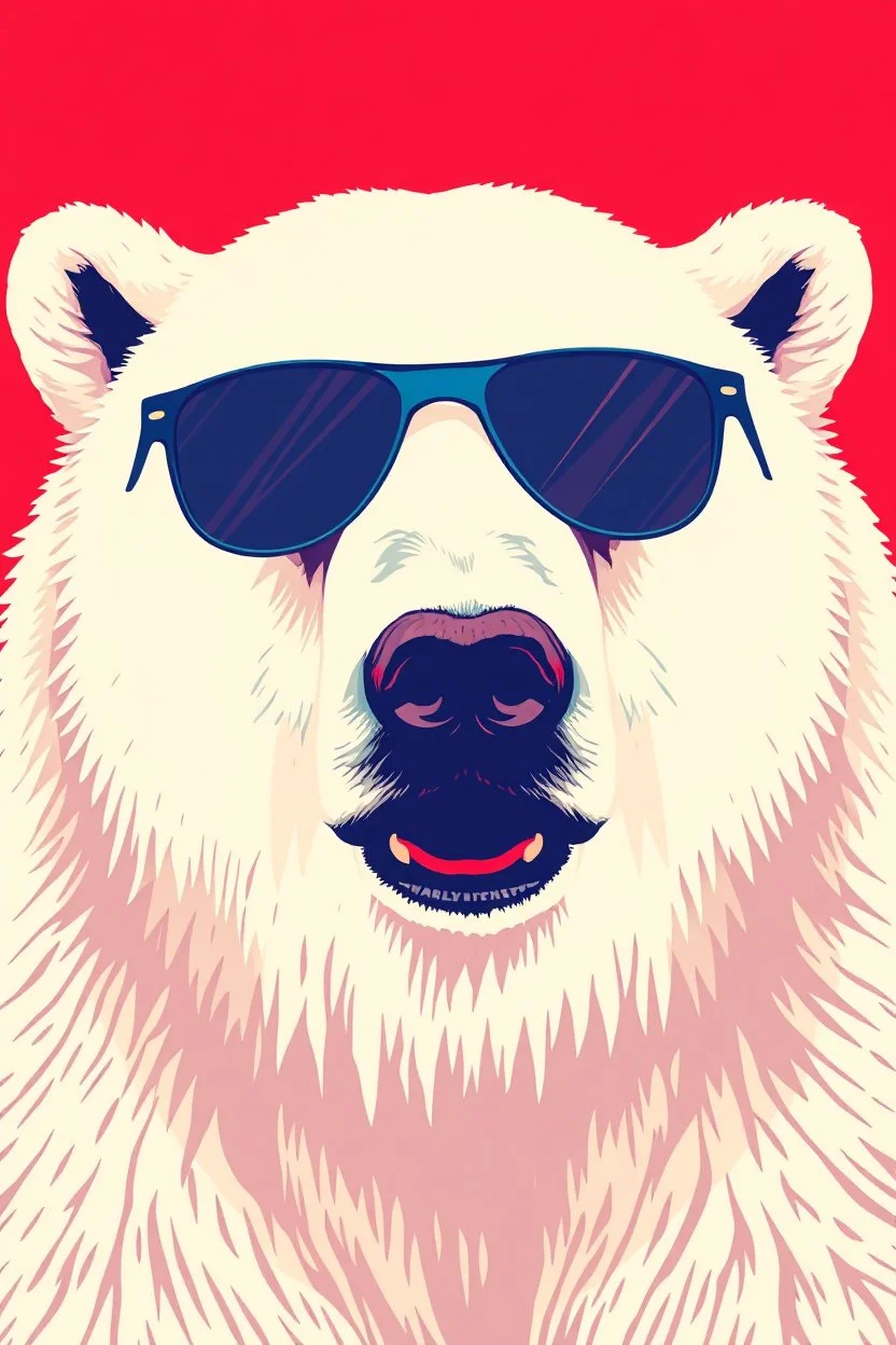 polar bear with sunglasses in the style of warhol