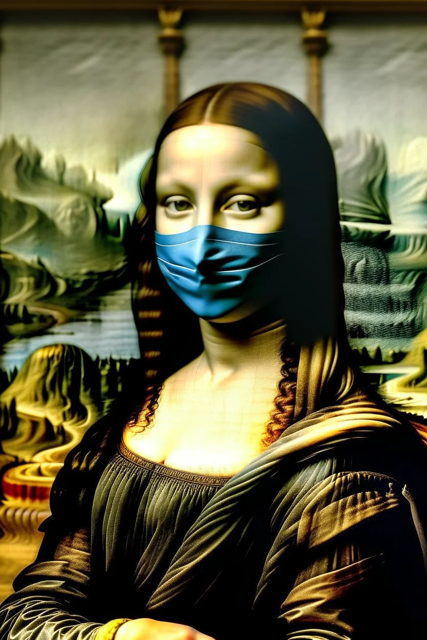 mona lisa med ansigtsmaske