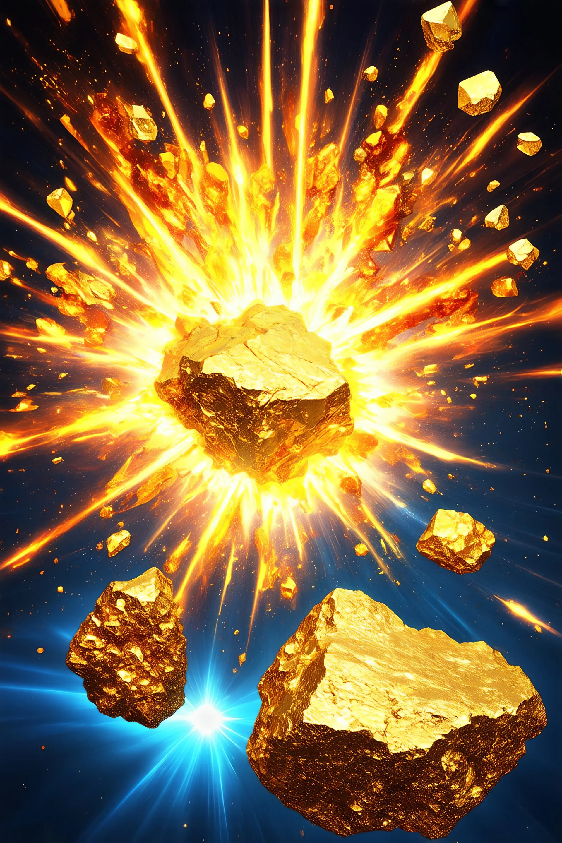 exploding golden stones