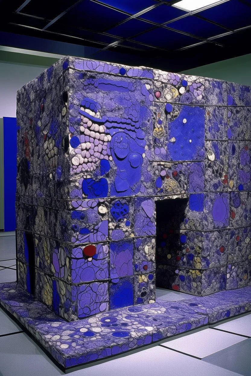 A violet realm with a void designed in Ica stones painted by Jean Dubuffet
