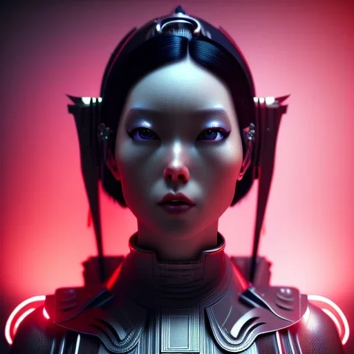 Thai, Cyber Woman, black hair, samurai, cyberpunk, neon, highly detailed, art stations, concept art, smooth, unreal engine 5, god rays, ray tracing, RTX, lumen lighting, ultra detail, volumetric lighting, 3d, finely drawn, high definition, high resolution, gradient background