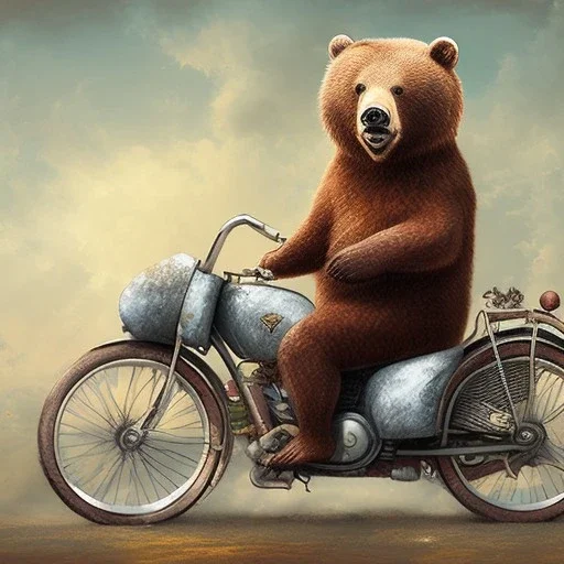 Old bear riding on a bike