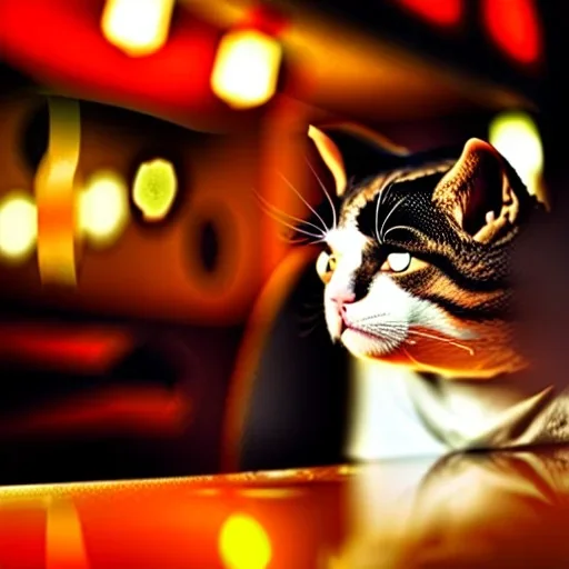 Cat smoking in a bar