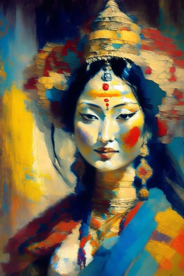 Tibetan goddess impressionist style