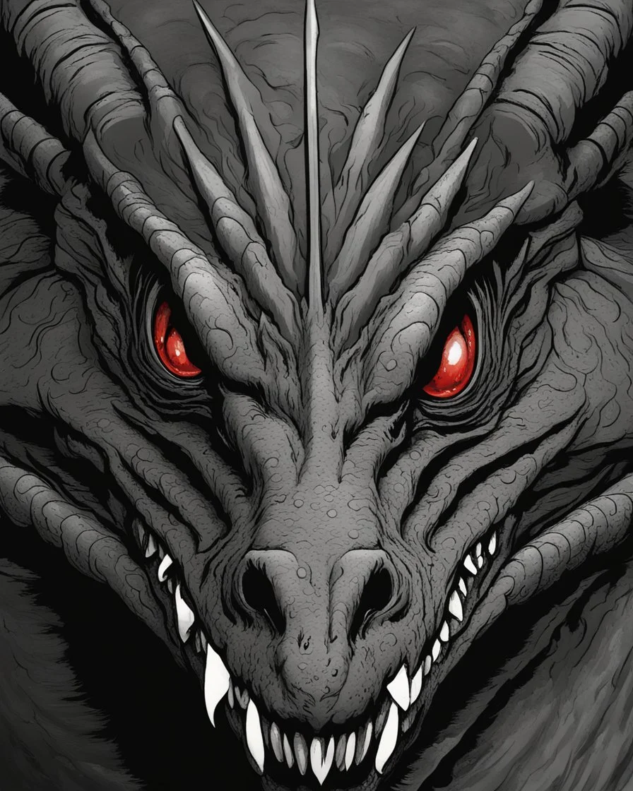 A scary dragon with a scarred eye