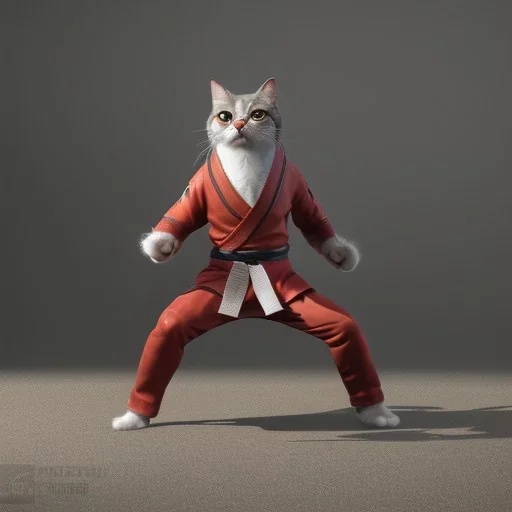 Kung fu ninja cat full body detail, unreal 5, octane render,cinema4d, dynamic lighting, 8k, redshift render, highly, hyperrealism ultra detailed, hyper realistic.