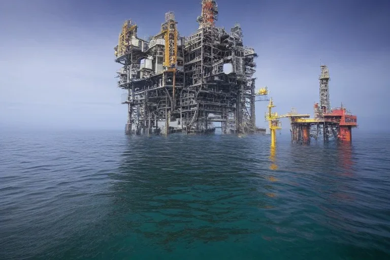 an oil platform under water