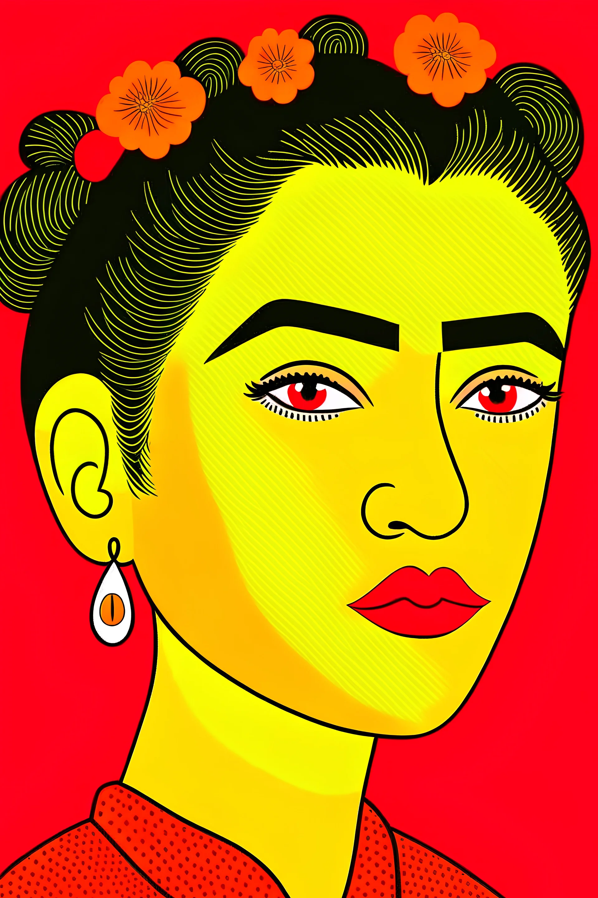 Draw an original cartoon picture of Frida Khalo with her unibrow