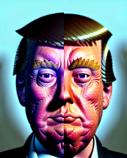 Realistic Waist up Portrait, Donald trump muppet, retro style, photo studio, unreal engine 5, god lights, ray tracing, RTX, lumen lighting, ultra detail, volumetric lighting, 3d.