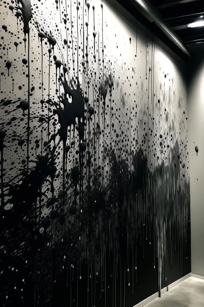 concrete wall with inky bubbly black high-water mark symbiote