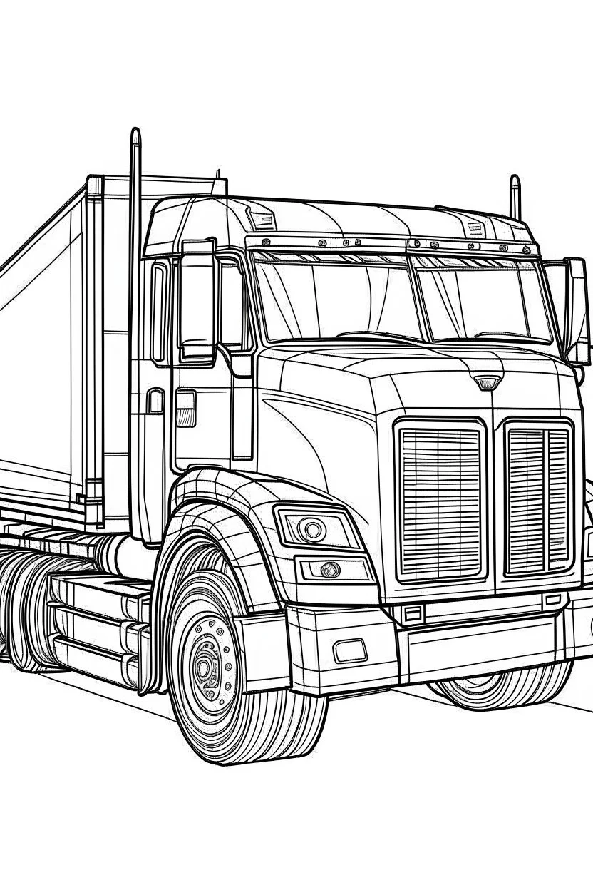 outline art for Truck coloring pages with sitch, white background, Sketch style, full body, only use outline, toddlers style, clean line art, white background, no shadows and clear and well outlined.