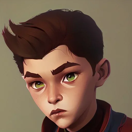 Portrait of a handsome brown haired little warlock kid by Nick Harris