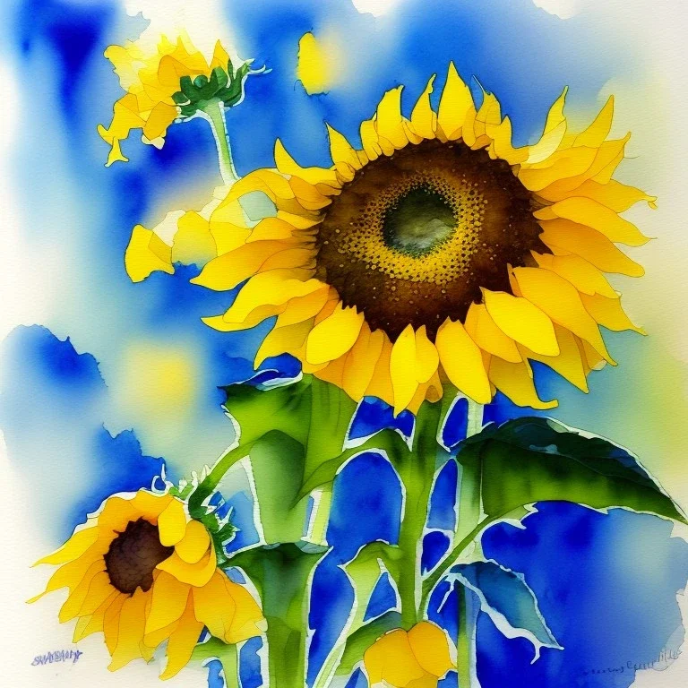 Vienna. Sunflower. watercolour