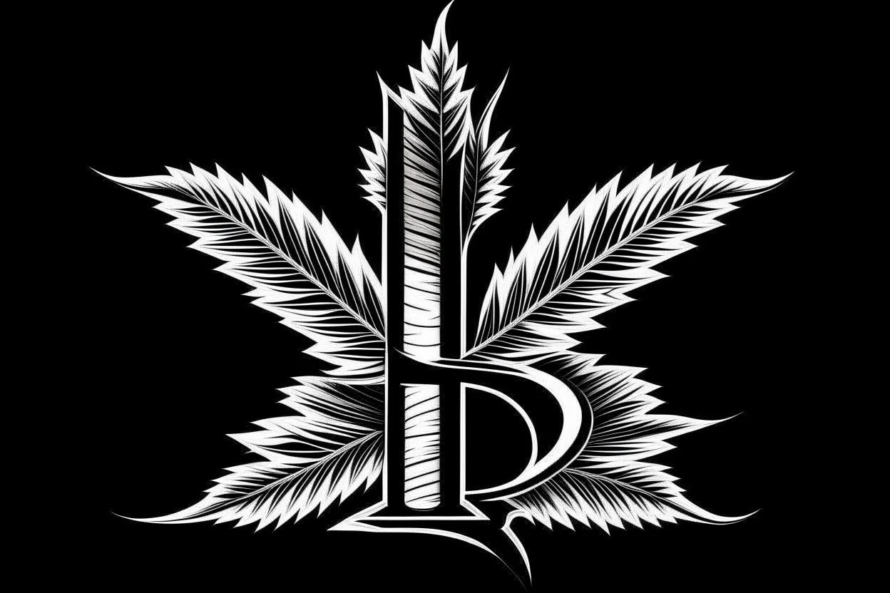 LETTER 'B' CANABIS LEAF BLACK AND WHITE RASTA