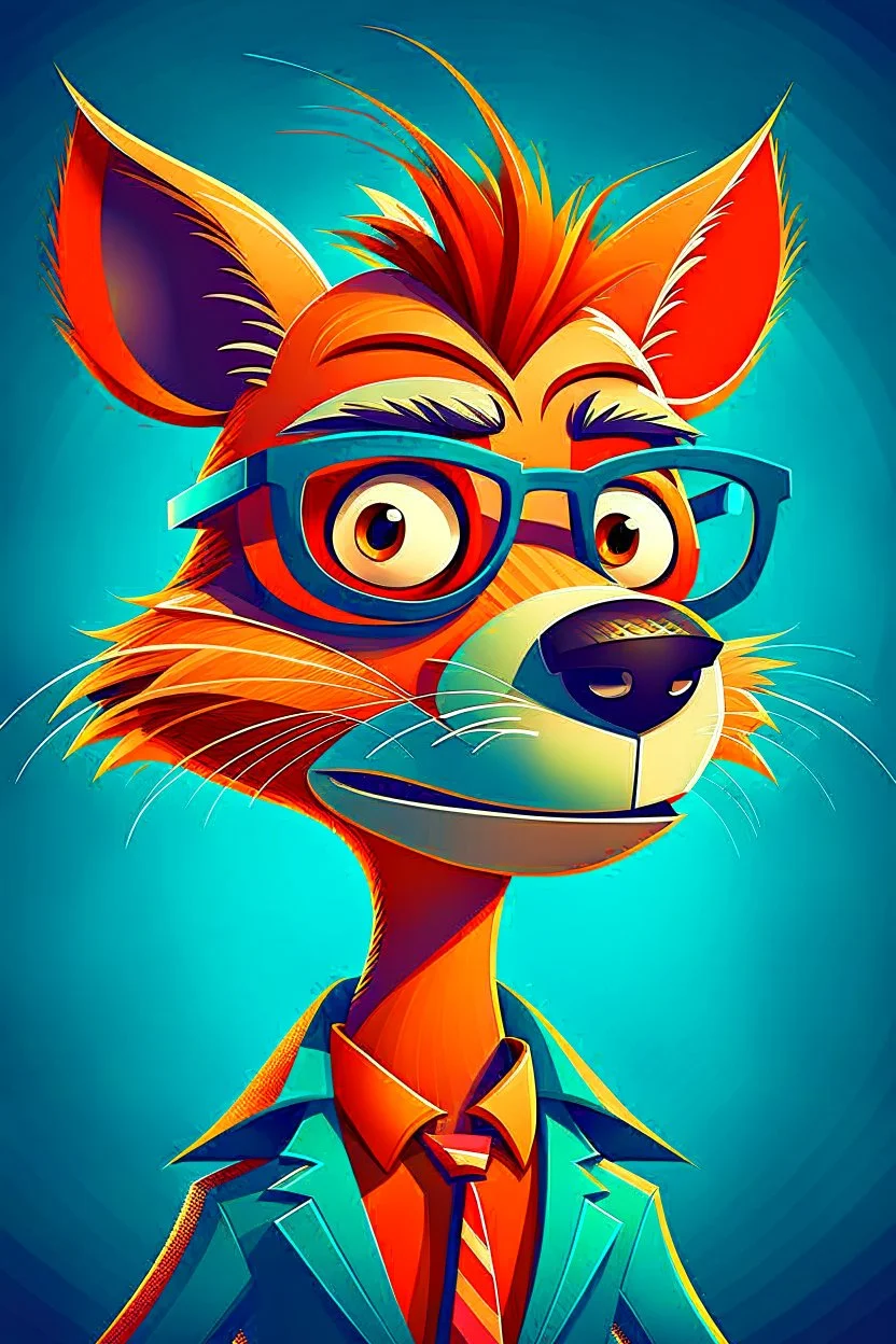 Portrait of a cool animation animal character, cute, witty, striking