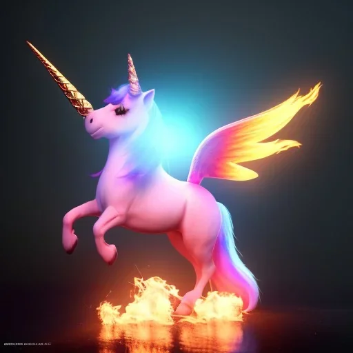 CM küre içinde fantastik unicorn ateşli kanatları olan