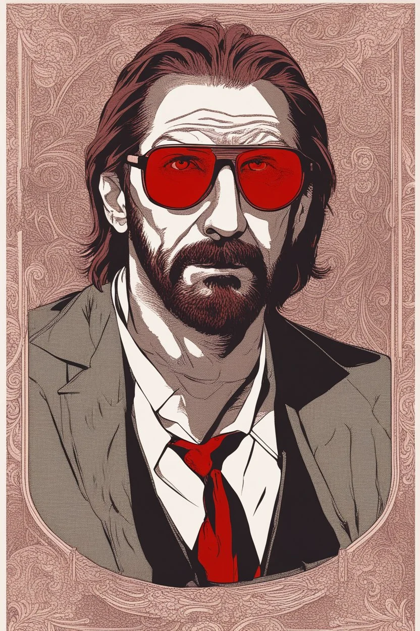 a menacing Hans Gruber wearing red-tinted glasses