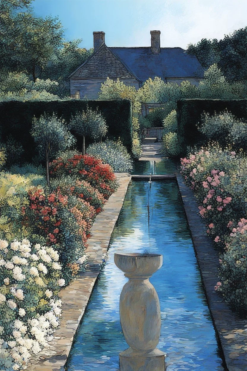 landscape design in romantic, fabulous style and pastel tones, Portrait by Van Gogh