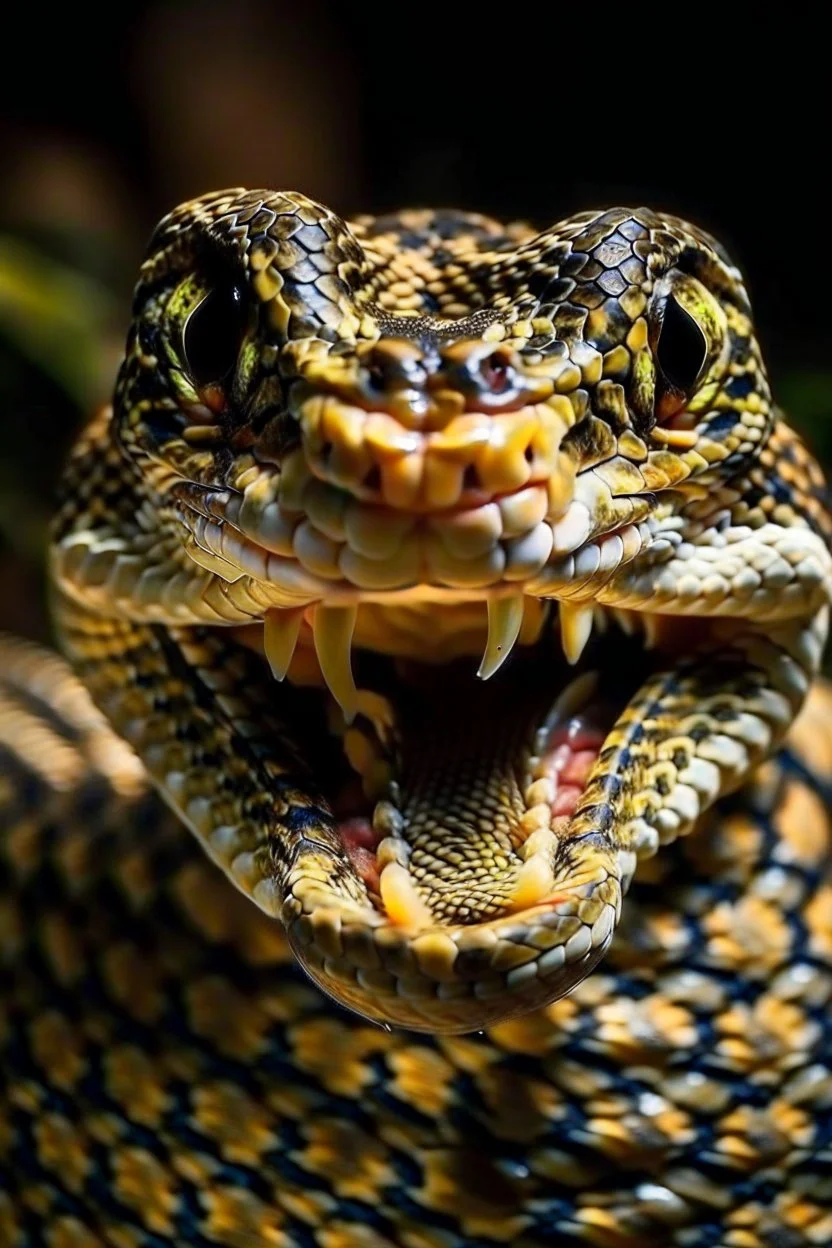 one snake with human smile teeth