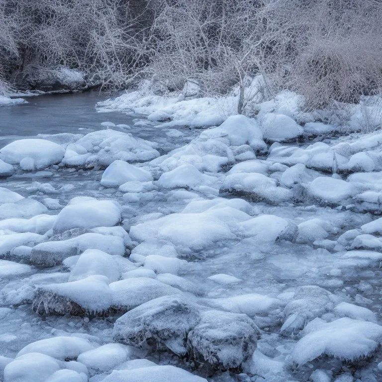 winter landscape, bells, glimmering, ice, crystals