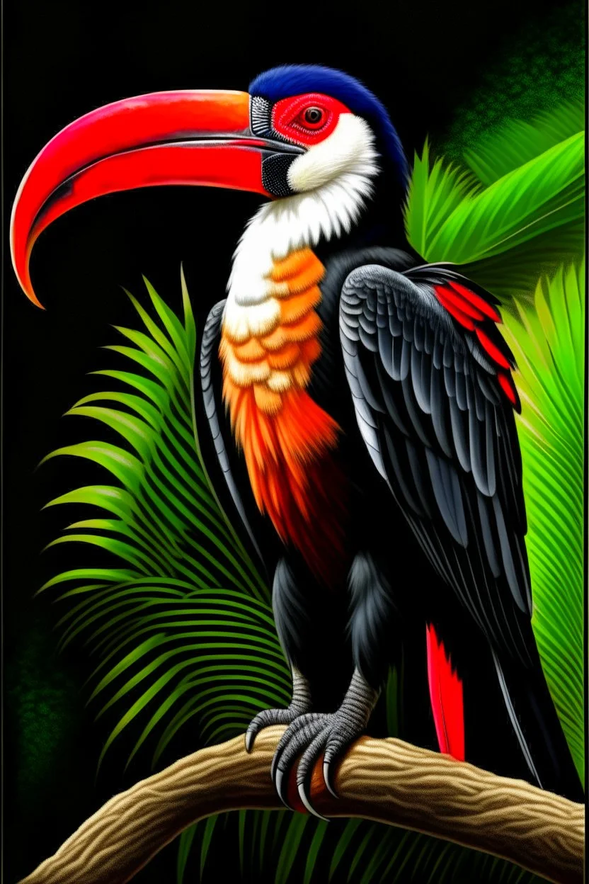 hornbill bird full body, digital art, photo, illustration, digital painting,oil painting, smooth, sharp focus, highly detailed, real bird