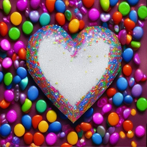 A heart made out of candy and glitter