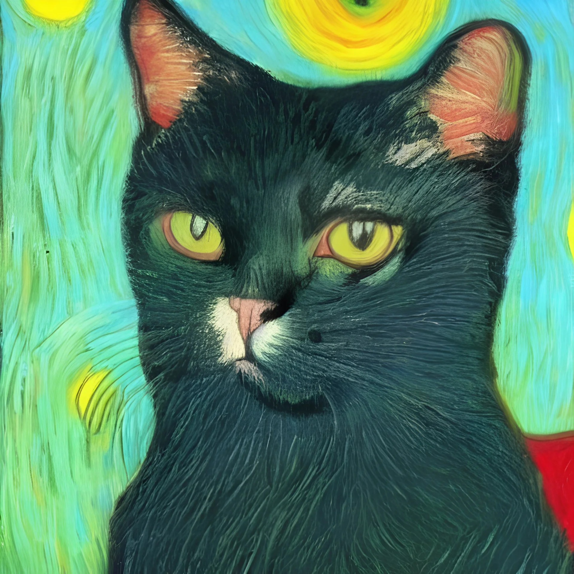 Kedi portesi, Van Gogh tarzında