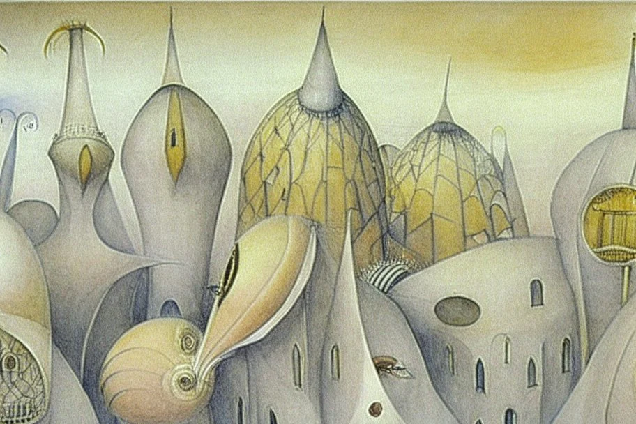 nautilus shell buildings and towers by artist "Leonora Carrington" by artist "Nautilus Shell"