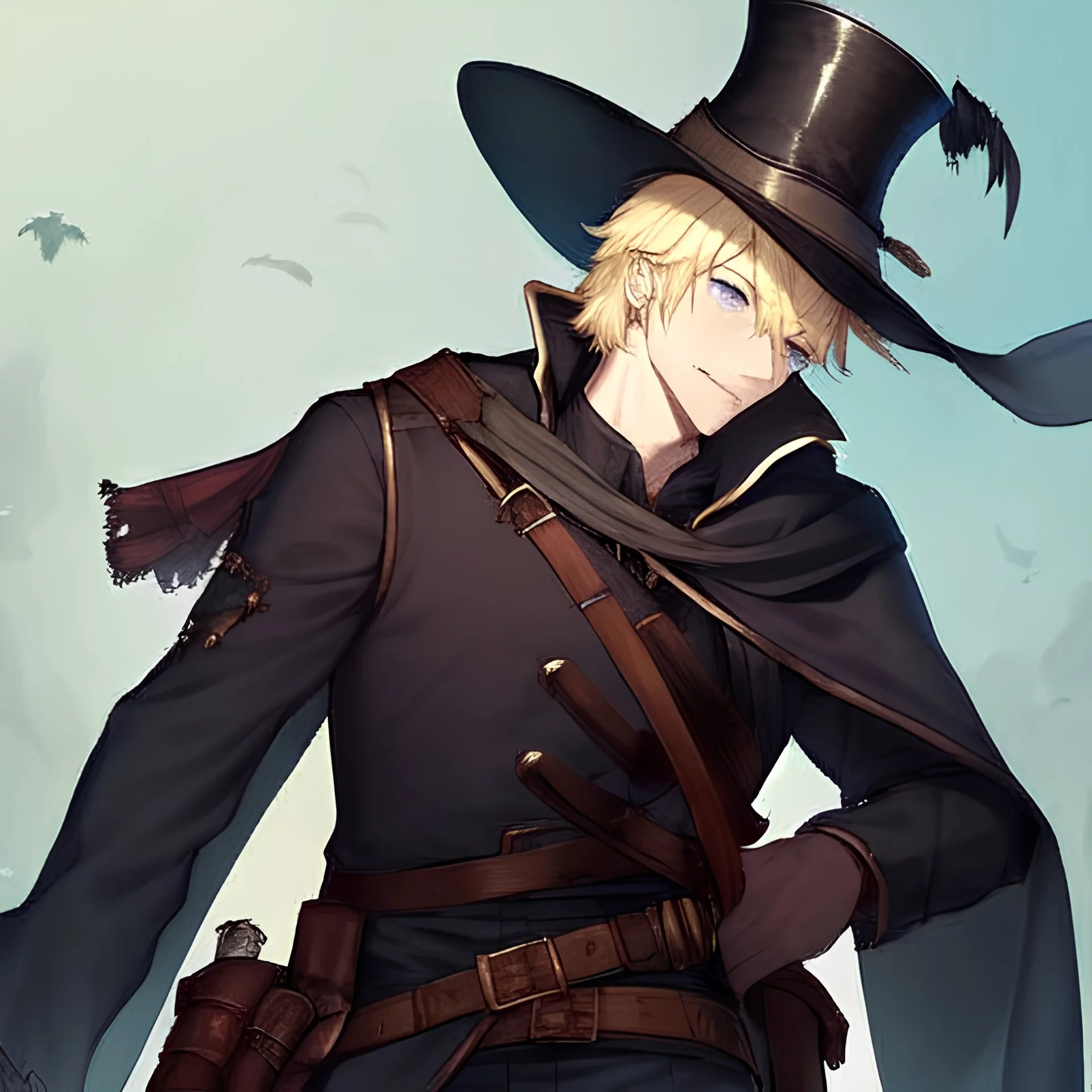 Fantasy White male wearing a top hat with blonde hair and blue eyes.