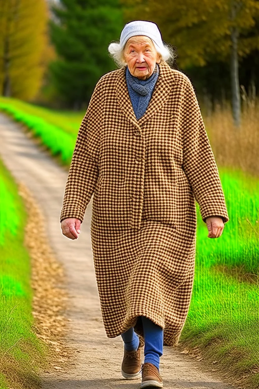 old russian woman walking