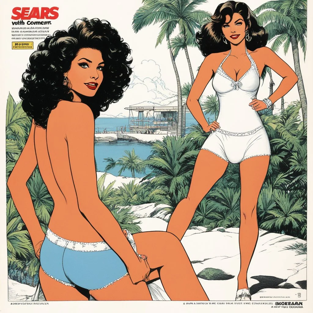Original and final cover art and interior illustrations by underground comix artist, Spain Rodriguez, from the German edition of a Sears catalogue special summer women with Simple cotton undergarment designed with soft fabric and a smooth finish. The material is lightweight and breathable, with a comfortable elastic band.
