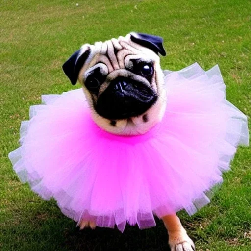 pug wearing a tutu