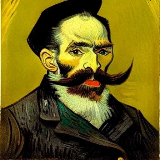 Retrato de un hombre de cuarenta y seis años con canas y barba de nombre Jacobo Santiago Mozos de estilo Vincent van Gogh