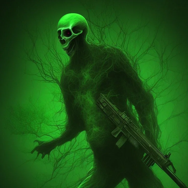 horror ghost green background