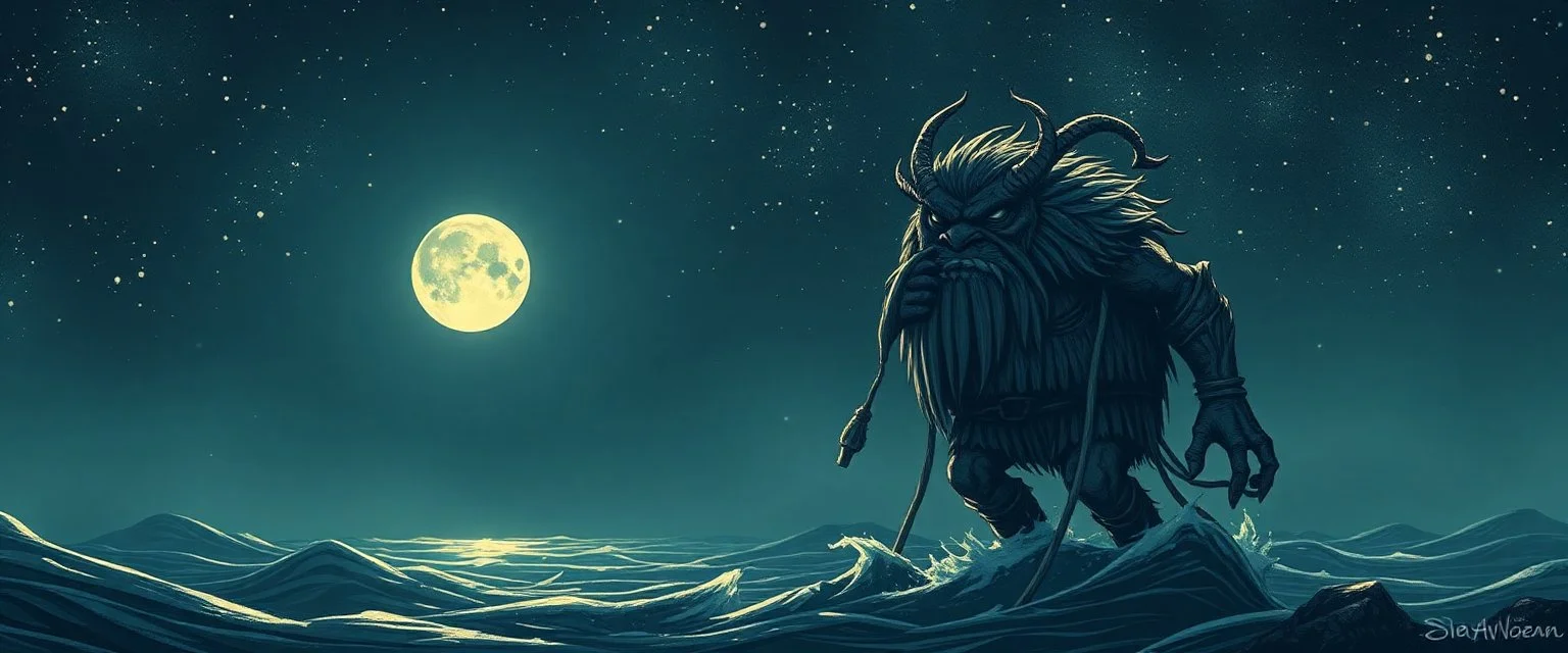 [Verse] Beneath the stars, where the waves do sway, The troll remembers nights in the bay. With nets and lines, they’ve pulled him near, Now he sings to the moon, in the silence, he fears. [Chorus] In the night, his heart is bound, In the night, with no solace found.