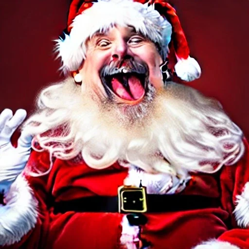 freaky Santa, laughing, spreading his wings