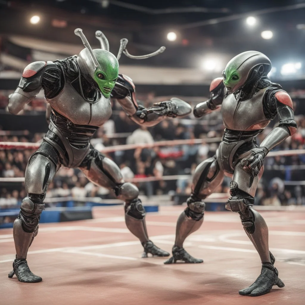 Alien robots in a wrestling competition