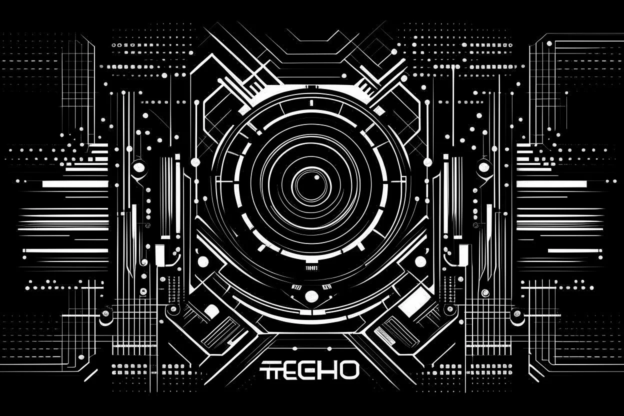 techno music simple black and white