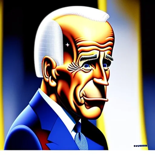 Caricatura de Joe Biden con una naríz extra larga como la del muñeco Pinocho